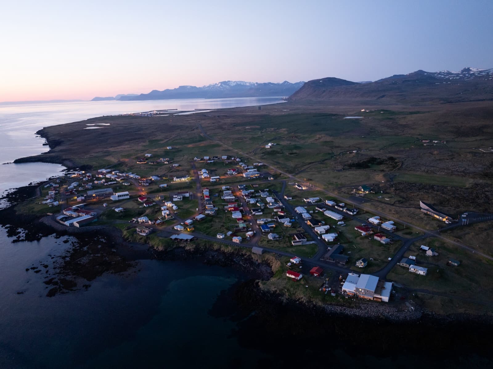 Aerial view of Hellissandur on the Snæfellsnes coast